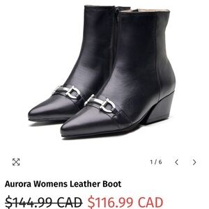 Women's Allonsi Black Pointed Toe Ankle Boots with Silver Bit Detail-size 7